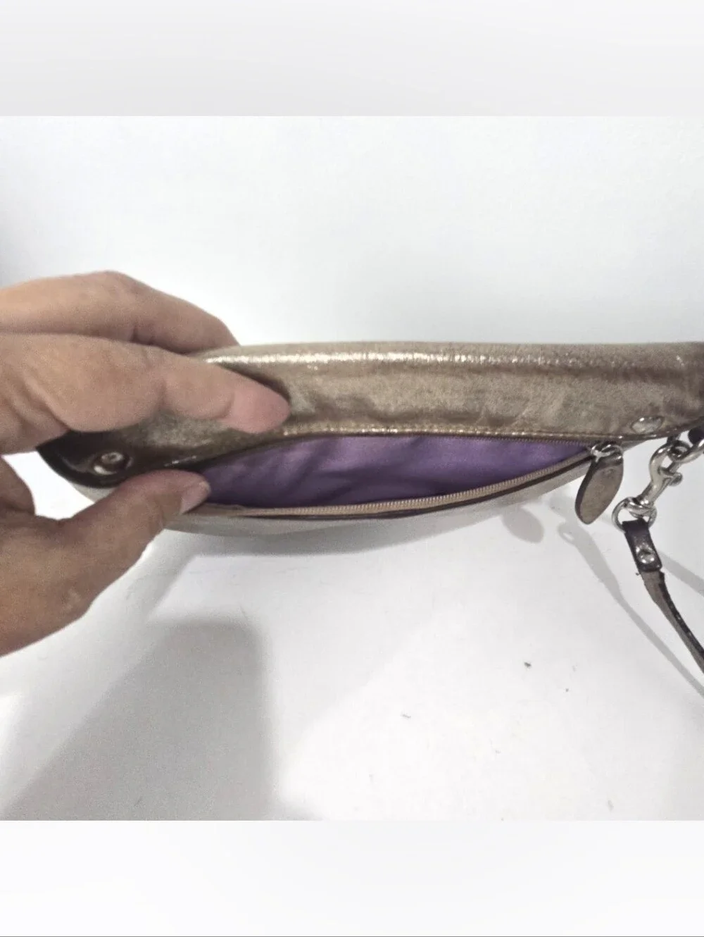 Coach Burnished Metallic Gold Wristlet Clutch